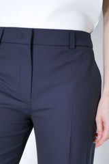 Lorena Antoniazzi Tropical Wool Pin-Stripe Trousers in Navy Vancouver. Shop Online or in Store.