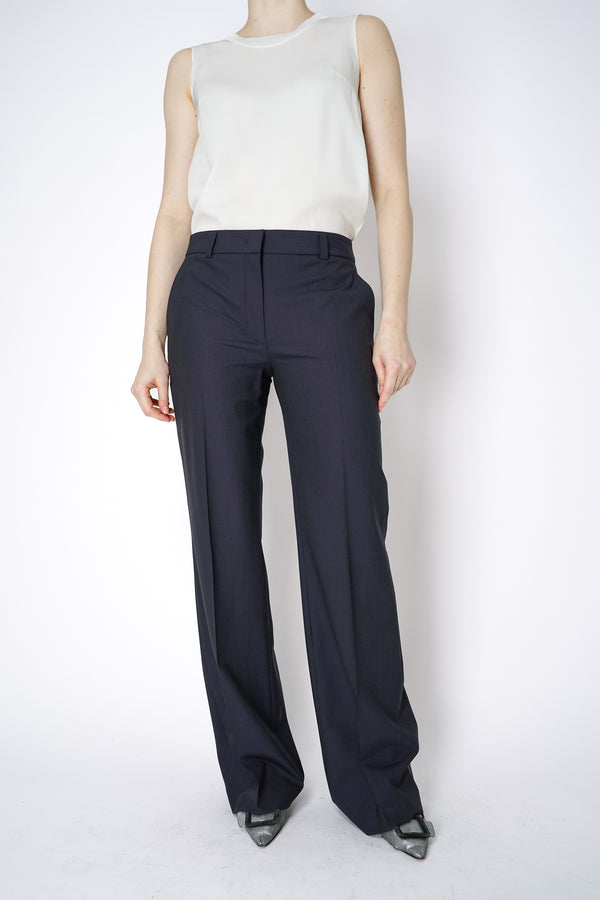 Lorena Antoniazzi Tropical Wool Pin-Stripe Trousers in Navy Vancouver. Shop Online or in Store.