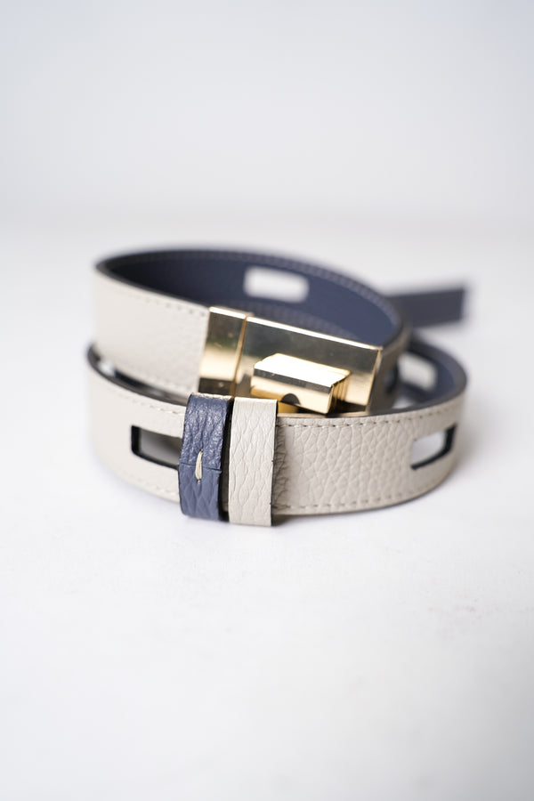 Lorena Antoniazzi Twist Belt Buckle in Grey Blue Vancouver. Shop Online or in Store.