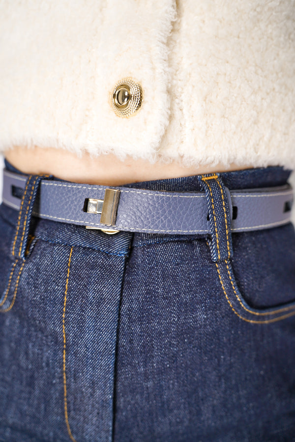 Lorena Antoniazzi Twist Belt Buckle in Grey Blue Vancouver. Shop Online or in Store.