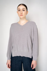 Lorena Antoniazzi V-Neck Knit Pullover with All Over Sequins in Grey Vancouver. Shop Online or in Store