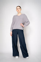Lorena Antoniazzi V-Neck Knit Pullover with All Over Sequins in Grey Vancouver. Shop Online or in Store
