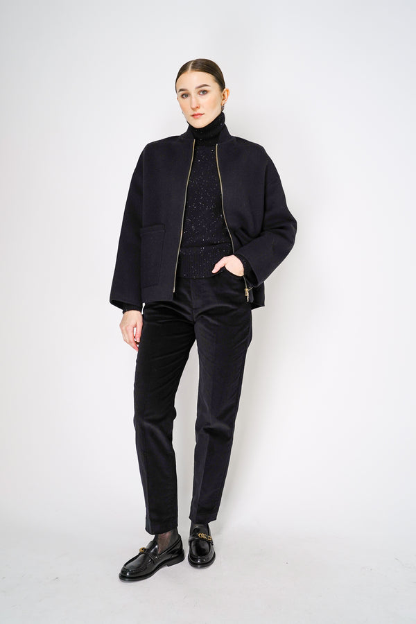 Lorena Antoniazzi Virgin Wool Flannel Bomber Jacket in Black Vancouver. Shop Online or in Store. 
