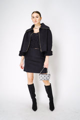 Lorena Antoniazzi Virgin Wool Flannel Mini Skirt in Black Vancouver. Shop Online or in Store. 
