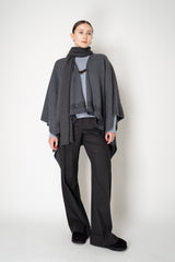 Lorena Antoniazzi Virgin Wool Gingham Poncho with Sequin Trim in Grey Vancouver. Shop Online or in Store.