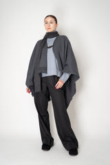 Lorena Antoniazzi Virgin Wool Gingham Poncho with Sequin Trim in Grey Vancouver. Shop Online or in Store.
