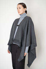 Lorena Antoniazzi Virgin Wool Gingham Poncho with Sequin Trim in Grey Vancouver. Shop Online or in Store.