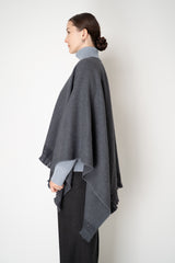 Lorena Antoniazzi Virgin Wool Gingham Poncho with Sequin Trim in Grey Vancouver. Shop Online or in Store.