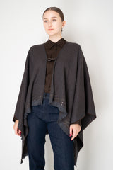 Lorena Antoniazzi Virgin Wool Gingham Poncho with Sequin Trim in Grey and Brown Vancouver. Shop Online or in Store.
