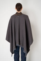 Lorena Antoniazzi Virgin Wool Gingham Poncho with Sequin Trim in Grey and Brown Vancouver. Shop Online or in Store.