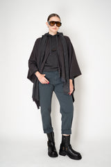 Lorena Antoniazzi Virgin Wool Gingham Poncho with Sequin Trim in Grey and Brown Vancouver. Shop Online or in Store.
