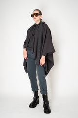 Lorena Antoniazzi Virgin Wool Gingham Poncho with Sequin Trim in Grey and Brown Vancouver. Shop Online or in Store.