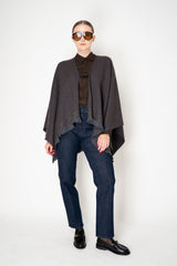 Lorena Antoniazzi Virgin Wool Gingham Poncho with Sequin Trim in Grey and Brown Vancouver. Shop Online or in Store.
