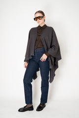 Lorena Antoniazzi Virgin Wool Gingham Poncho with Sequin Trim in Grey and Brown Vancouver. Shop Online or in Store.