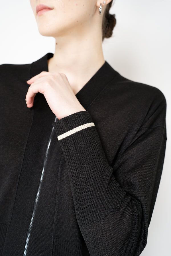 Lorena Antoniazzi Viscose Blend Cropped Track Jacket in Black Vancouver. Shop Online or in Store.