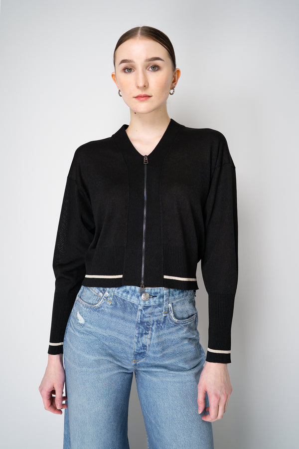 Lorena Antoniazzi Viscose Blend Cropped Track Jacket in Black Vancouver. Shop Online or in Store.