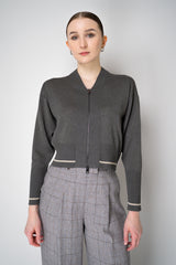 Lorena Antoniazzi Viscose Blend Cropped Track Jacket in Grey Vancouver. Shop Online or in Store.