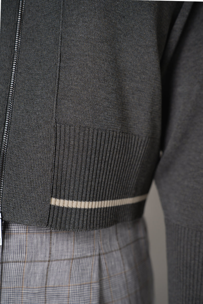 Lorena Antoniazzi Viscose Blend Cropped Track Jacket in Grey Vancouver. Shop Online or in Store.