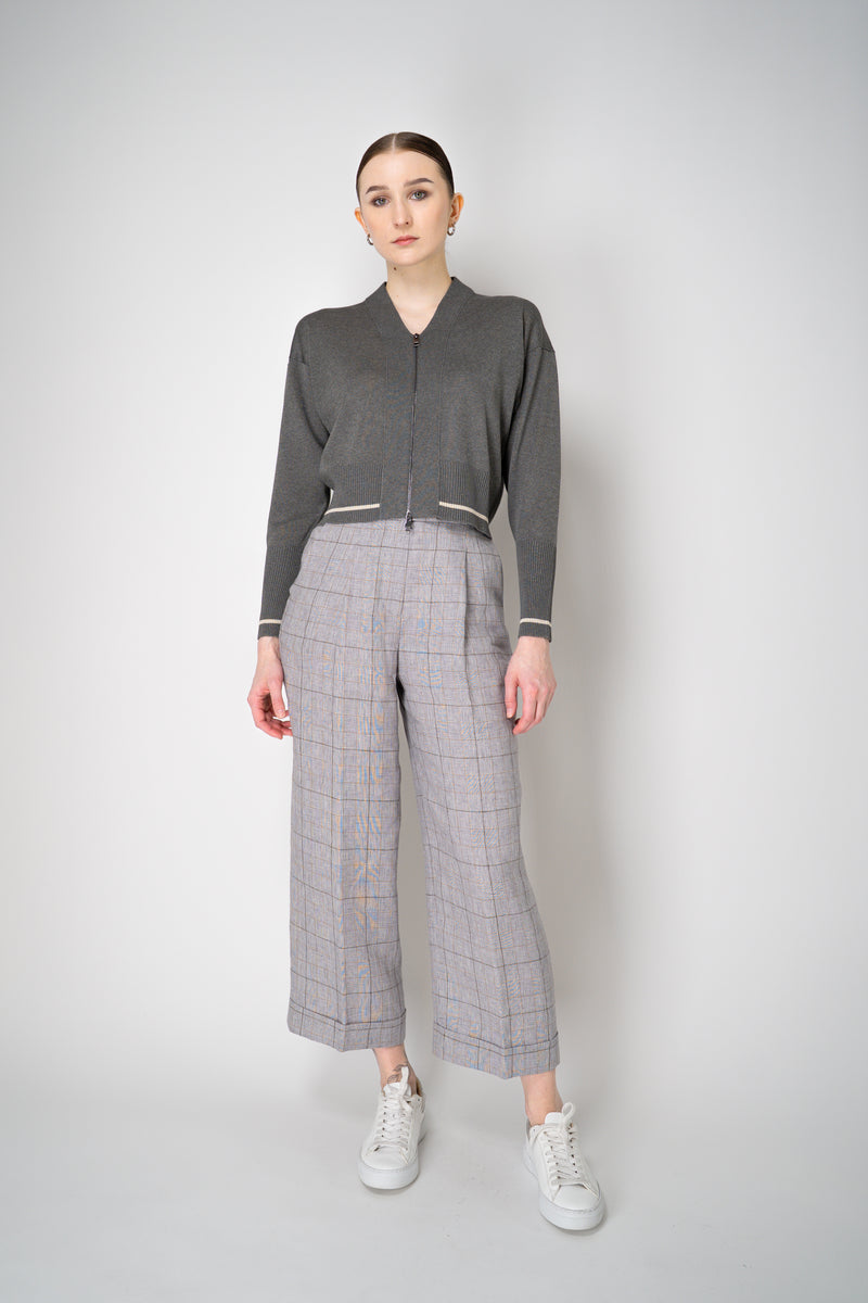 Lorena Antoniazzi Viscose Blend Cropped Track Jacket in Grey Vancouver. Shop Online or in Store.