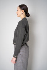 Lorena Antoniazzi Viscose Blend Cropped Track Jacket in Grey Vancouver. Shop Online or in Store.