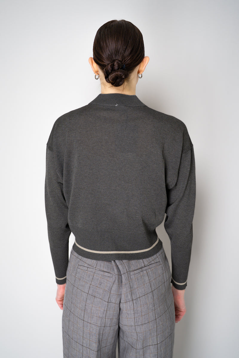 Lorena Antoniazzi Viscose Blend Cropped Track Jacket in Grey Vancouver. Shop Online or in Store.