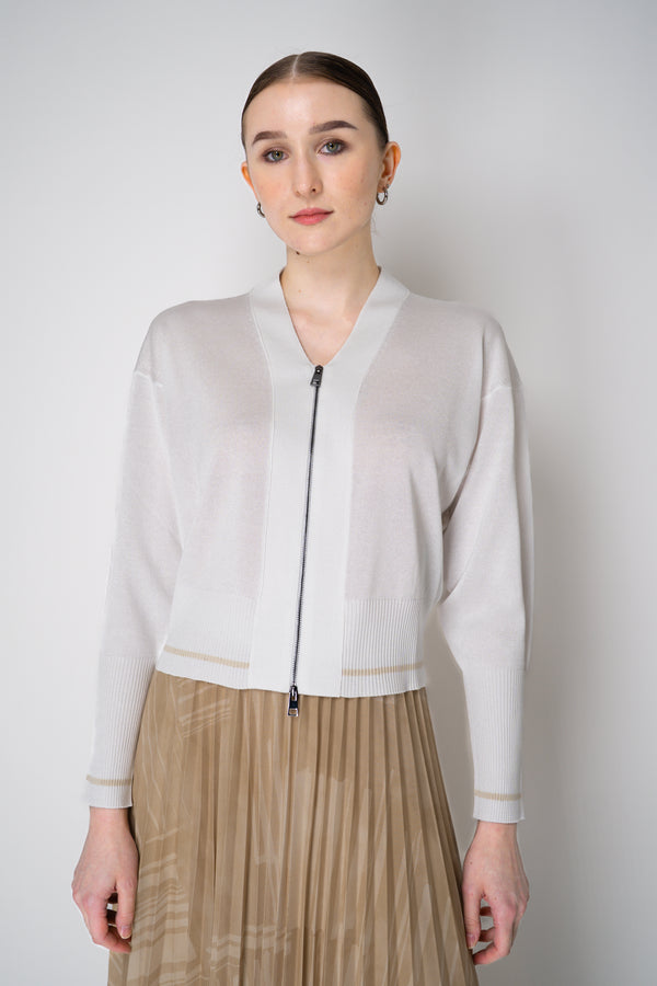 Lorena Antoniazzi Viscose Blend Cropped Track Jacket in White Vancouver. Shop Online or in Store.