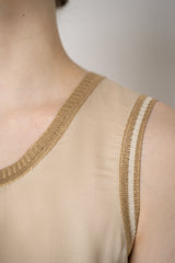 Lorena Antoniazzi Viscose Blend Tank Blouse with Knit Back in Gold Vancouver. Shop Online or in Store.