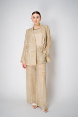 Lorena Antoniazzi Viscose Blend Tank Blouse with Knit Back in Gold Vancouver. Shop Online or in Store.