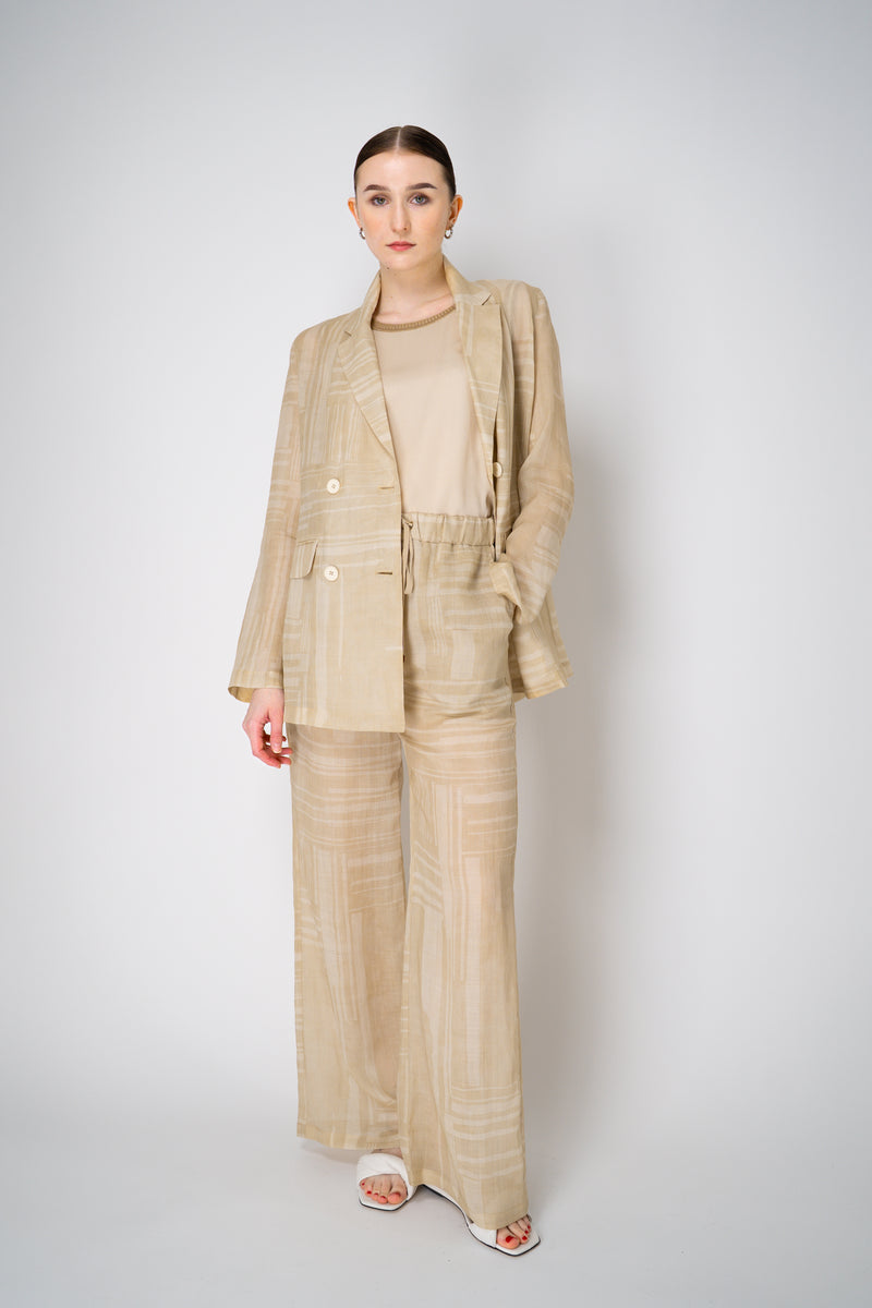 Lorena Antoniazzi Viscose Blend Tank Blouse with Knit Back in Gold Vancouver. Shop Online or in Store.