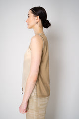 Lorena Antoniazzi Viscose Blend Tank Blouse with Knit Back in Gold Vancouver. Shop Online or in Store.