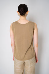 Lorena Antoniazzi Viscose Blend Tank Blouse with Knit Back in Gold Vancouver. Shop Online or in Store.