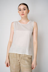 Lorena Antoniazzi Viscose Blend Tank Blouse with Knit Back in White Vancouver. Shop Online or in Store.