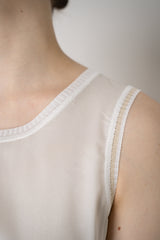 Lorena Antoniazzi Viscose Blend Tank Blouse with Knit Back in White Vancouver. Shop Online or in Store.