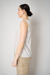 Lorena Antoniazzi Viscose Blend Tank Blouse with Knit Back in White Vancouver. Shop Online or in Store.