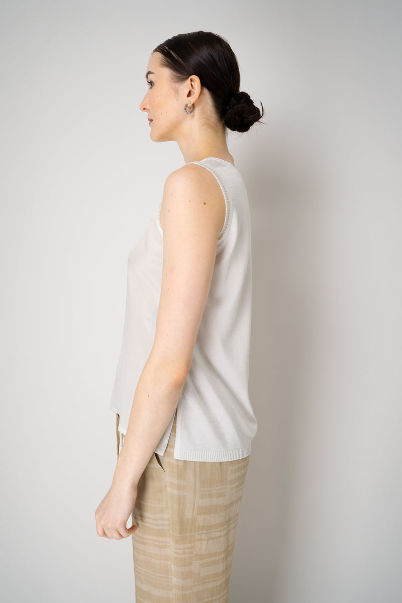 Lorena Antoniazzi Viscose Blend Tank Blouse with Knit Back in White Vancouver. Shop Online or in Store.