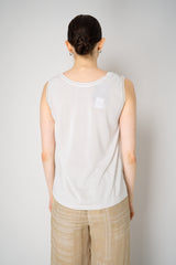 Lorena Antoniazzi Viscose Blend Tank Blouse with Knit Back in White Vancouver. Shop Online or in Store.