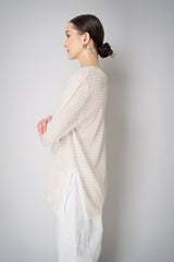 Lorena Antoniazzi Viscose Knit Striped Pullover in White and Gold Vancouver. Shop Online or in Store.