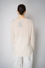 Lorena Antoniazzi Viscose Knit Striped Pullover in White and Gold Vancouver. Shop Online or in Store.