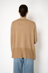 Lorena Antoniazzi Wool A-line Pullover with White Stitching in Camel Vancouver. Shop Online or in Store.