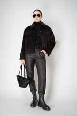Lorena Antoniazzi Wool Alpaca Cropped Jacket in Espresso Black Vancouver. Shop Online or in Store.