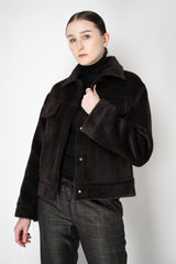 Lorena Antoniazzi Wool Alpaca Cropped Jacket in Espresso Black Vancouver. Shop Online or in Store.