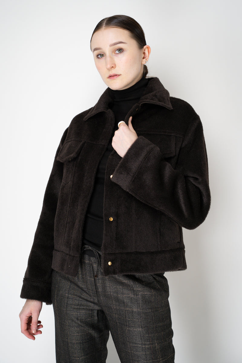 Lorena Antoniazzi Wool Alpaca Cropped Jacket in Espresso Black Vancouver. Shop Online or in Store.