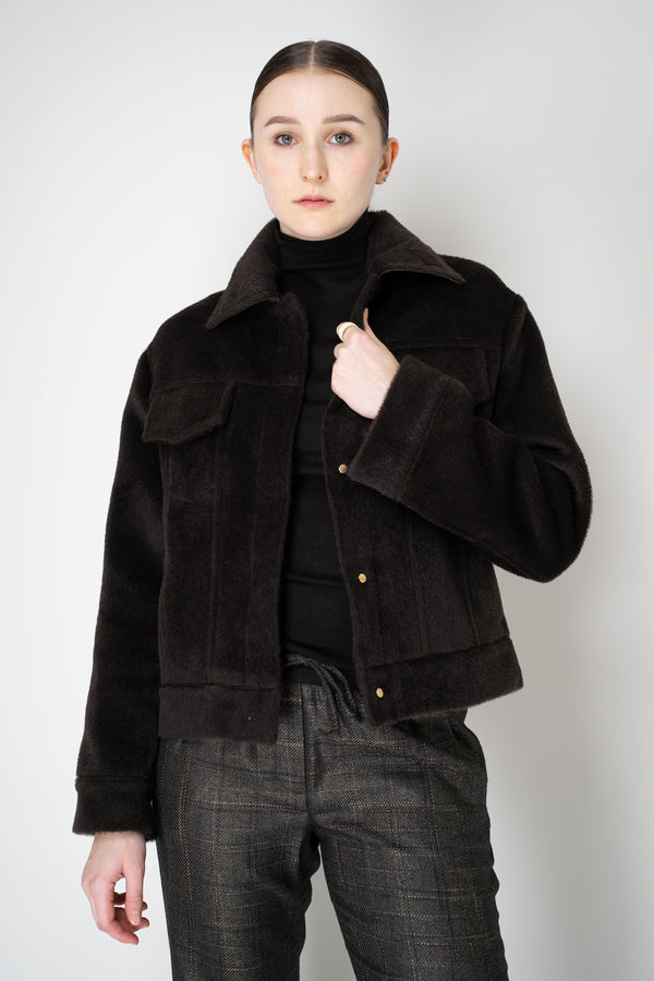 Lorena Antoniazzi Wool Alpaca Cropped Jacket in Espresso Black Vancouver. Shop Online or in Store.