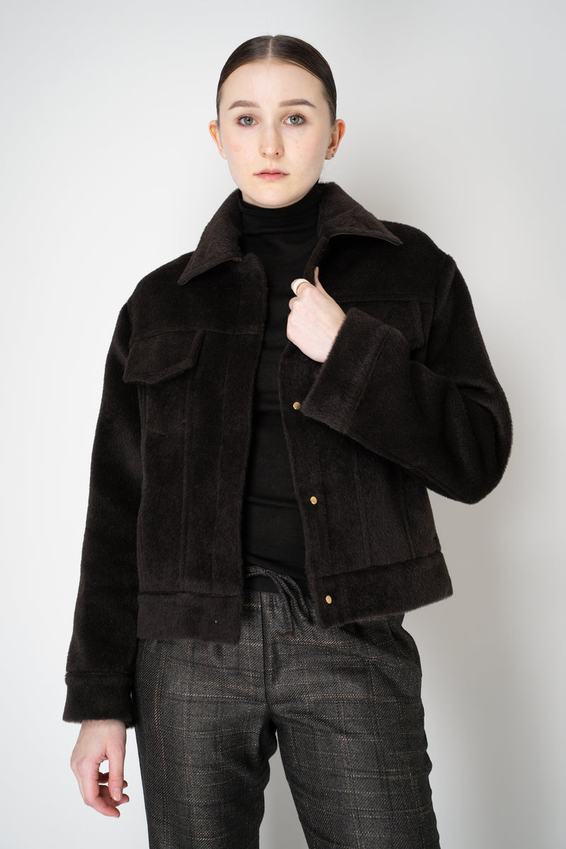 Lorena Antoniazzi Wool Alpaca Cropped Jacket in Espresso Black Vancouver. Shop Online or in Store.