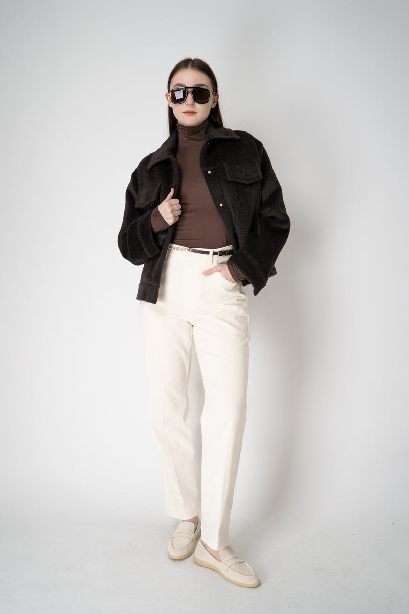 Lorena Antoniazzi Wool Alpaca Cropped Jacket in Espresso Black Vancouver. Shop Online or in Store.