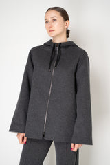 Lorena Antoniazzi Wool Angora Hooded Felt Coat in Grey Vancouver. Shop Online or in Store.