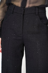 Lorena Antoniazzi Wool Blend Sparkly Tweed Trousers in Black Vancouver. Shop Online or in Store. 
