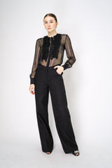 Lorena Antoniazzi Wool Blend Sparkly Tweed Trousers in Black Vancouver. Shop Online or in Store. 
