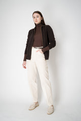 Lorena Antoniazzi Wool Cashmere Cardigan with Ultra High Neckline in Espresso Vancouver. Shop Online or in Store.