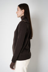 Lorena Antoniazzi Wool Cashmere Cardigan with Ultra High Neckline in Espresso Vancouver. Shop Online or in Store.
